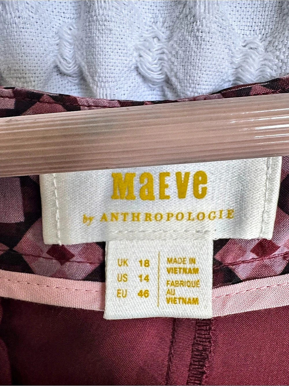 NWOT, Maeve by Anthropologie Wide Leg Geometric Pants in Burgundy & Pink Size 14 - Picture 5 of 5